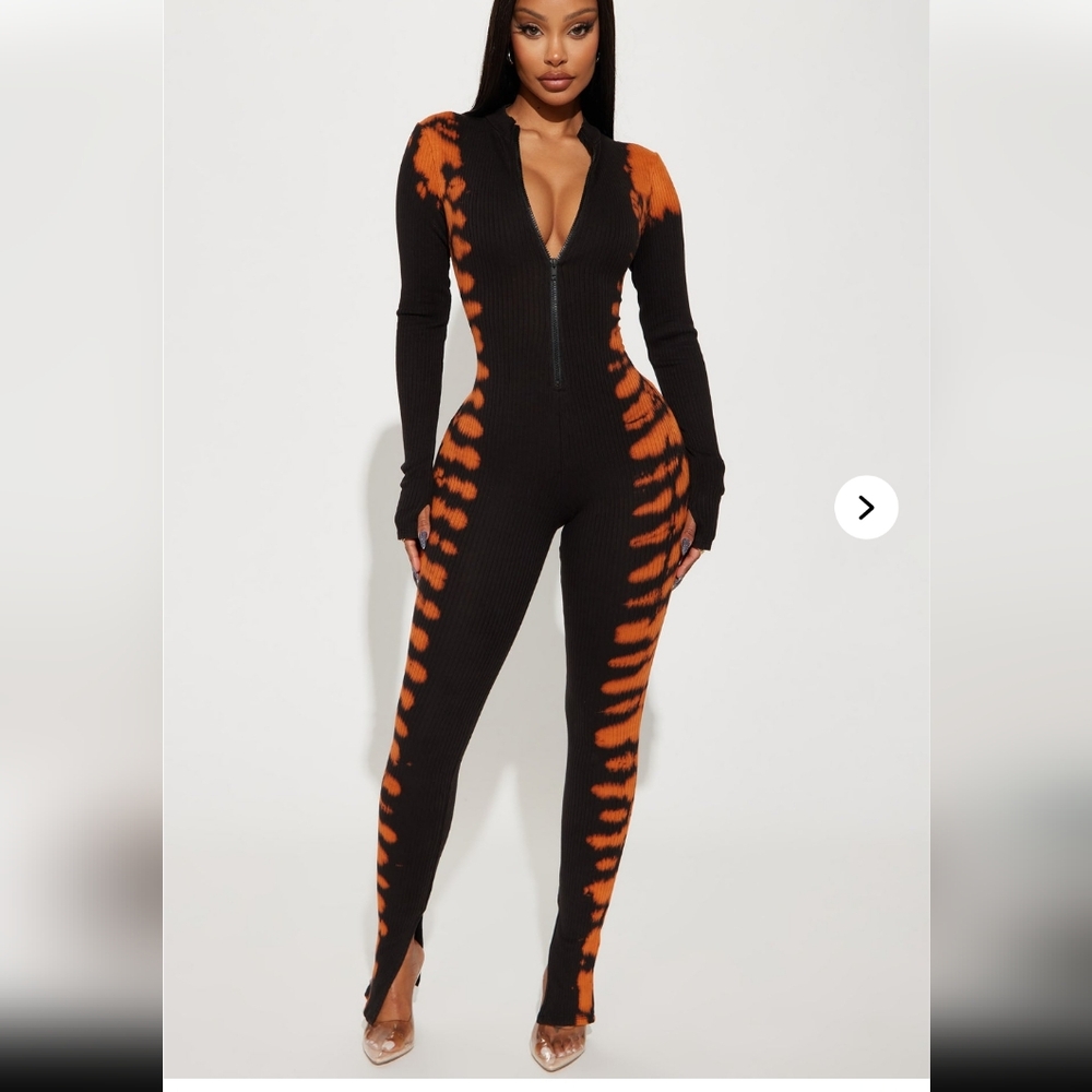 Stylish Black and Orange Jumpsuit